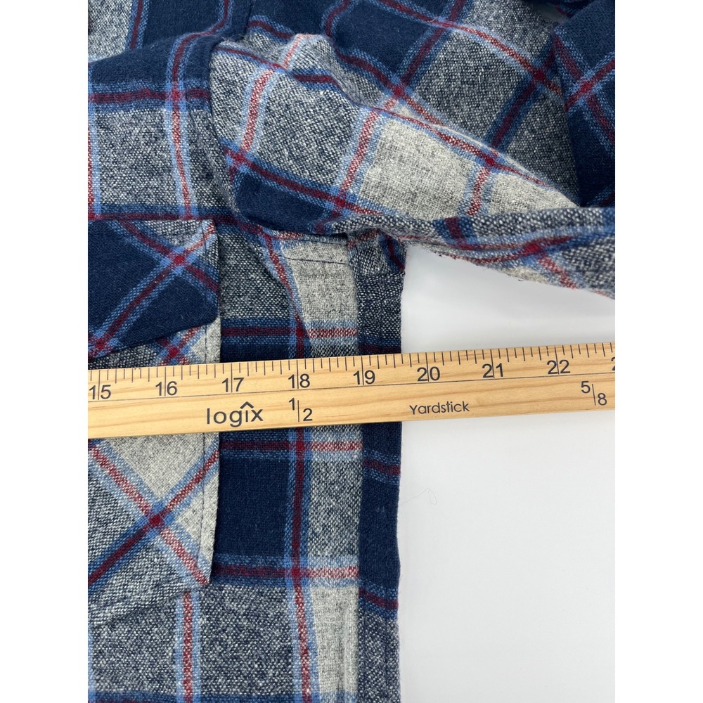 Woolrich Plaid Flannel Shirt Mens Blue Grey Red Vintage 80s 90s Wool Blend